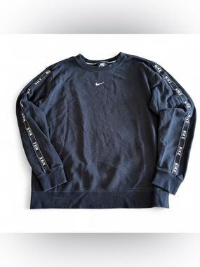 Nike Women’s Black Crewneck Sweatshirt with Logo Tape Sleeves